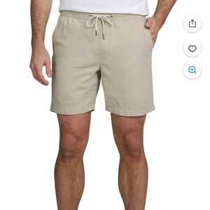 NWT Chaps Men's Seacoast Wash beige Linen Blend Pull On Shorts, 7” Inseam - XL